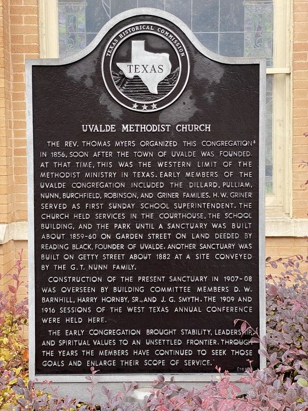 Uvalde Methodist Church Marker image. Click for full size.