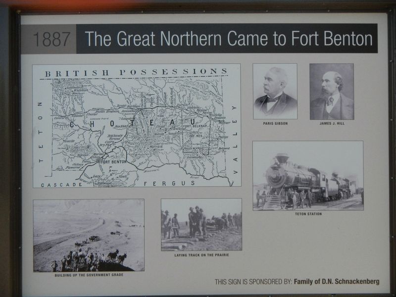 Great Northern Railway - 1887 The Great Northern Came to Fort Benton Marker image. Click for full size.