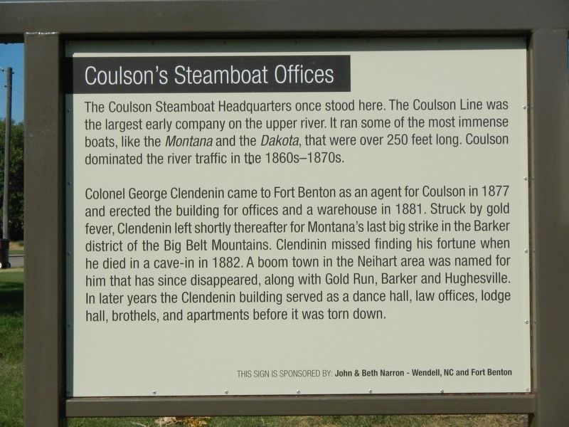 Coulson's Steamboat Offices Marker image. Click for full size.