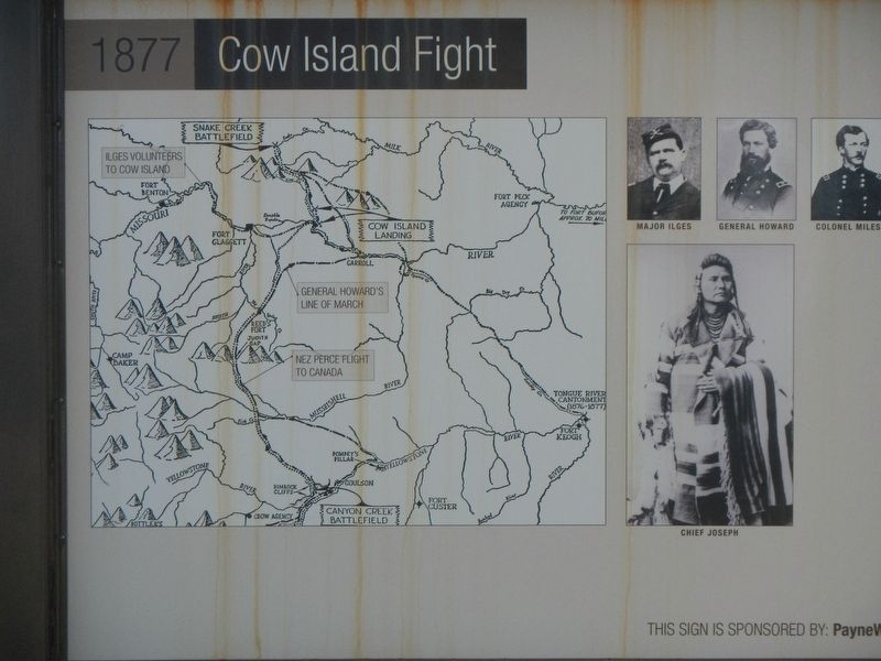 Nez Perce Fight - 1877 Cow Island Fight Marker image. Click for full size.