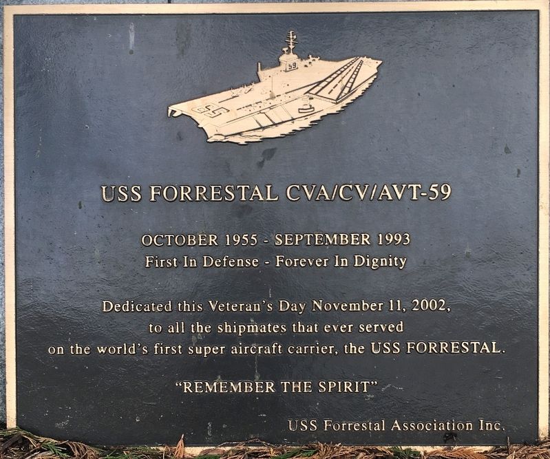 USS Forrestal CVA/CV/AVT-59 Marker. Click for full size. USS Forrestal CVA/CV/AVT-59 Marker image. Click for full size.