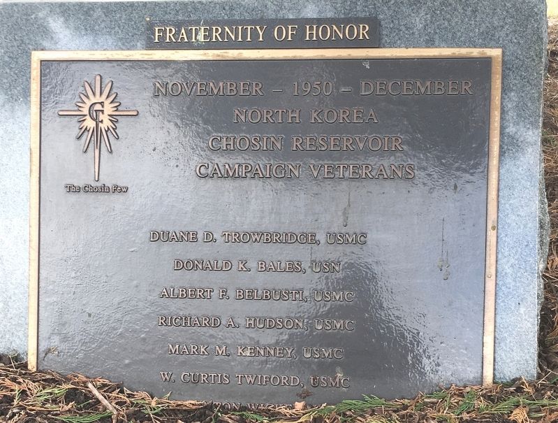 Chosin Reservoir Campaign Veterans Marker. Click for full size. Chosin Reservoir Campaign Veterans Marker image. Click for full size.