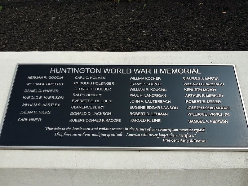 Huntington World War II Memorial No. 1 Marker image. Click for full size.