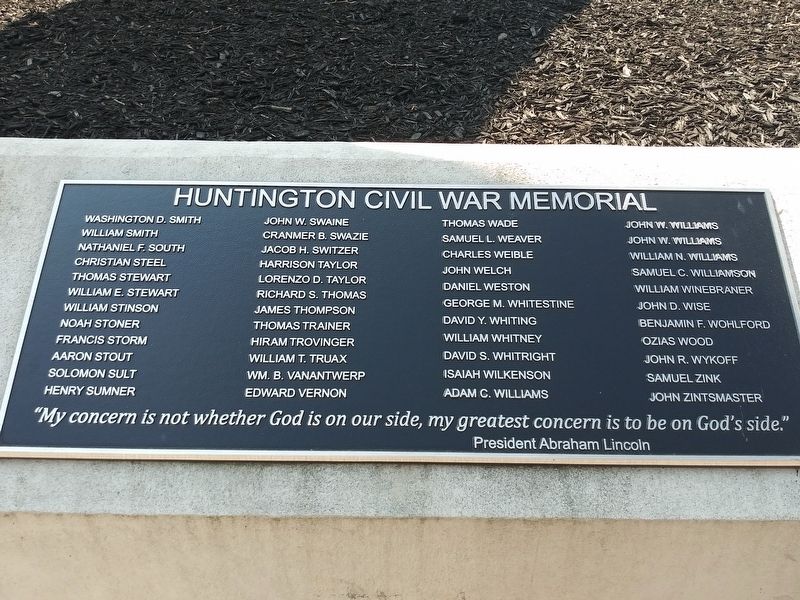 Huntington Civil War Memorial No. 1 Marker image. Click for full size.