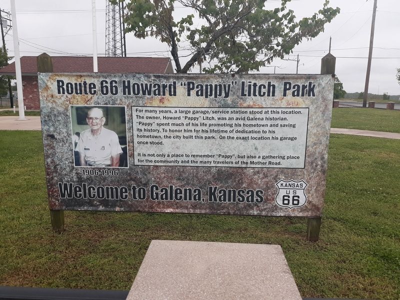 Route 66 Howard 'Pappy' Litch Park Marker. Click for full size. Route 66 Howard 'Pappy' Litch Park Marker image. Click for full size.