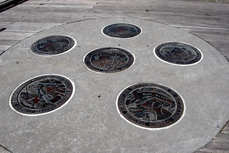 Fulton Street Pier medallions image. Click for full size.