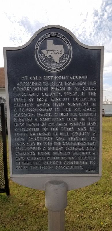 Mt. Calm Methodist Church Marker image. Click for full size.
