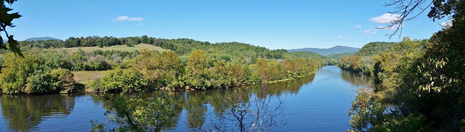 The James River creates a water gap as it cuts through the Blue Ridge. Click for full size. The James River creates a water gap as it cuts through the Blue Ridge image. Click for full size.