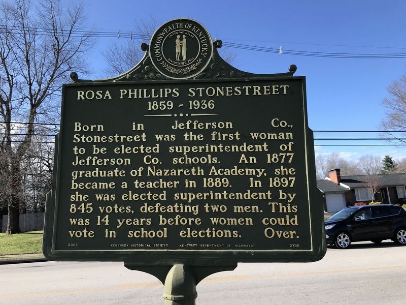 Rosa Phillips Stonestreet Marker (Side A). Click for full size. Rosa Phillips Stonestreet Marker (Side A) image. Click for full size.