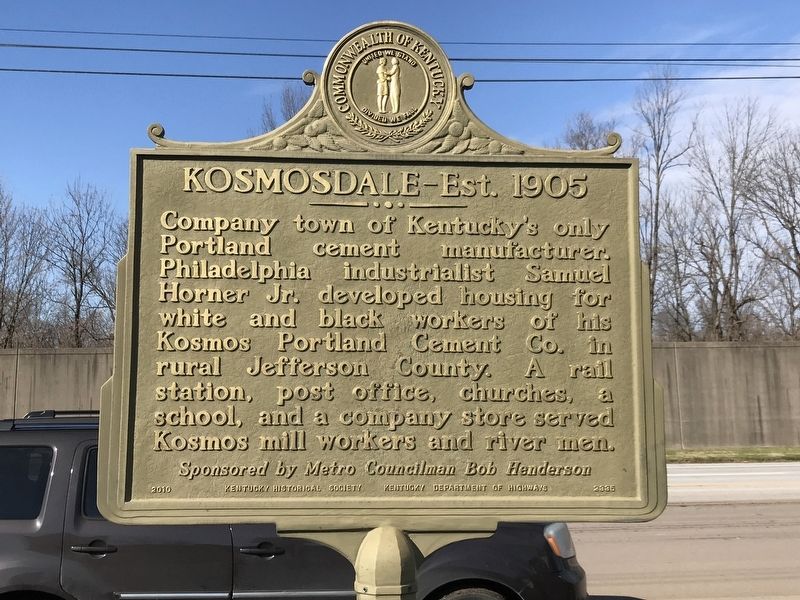Kosmosdale Est. 1905 Marker (Side A). Click for full size. Kosmosdale Est. 1905 Marker (Side A) image. Click for full size.