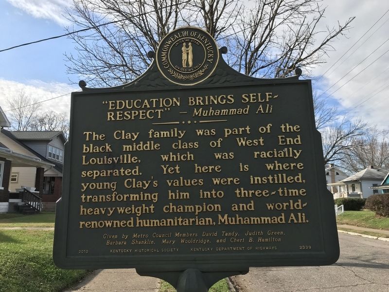 "Education Brings Self-Respect" — <small><i>Muhammad Ali</i></small> Marker image. Click for full size.