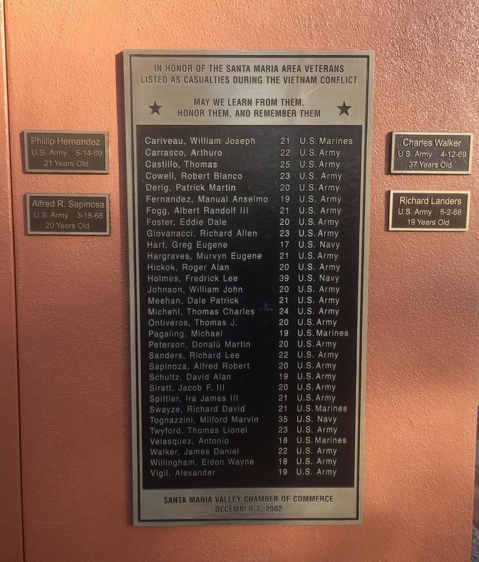 Santa Maria Valley Vietnam Veterans Memorial. Click for full size. Santa Maria Valley Vietnam Veterans Memorial image. Click for full size.
