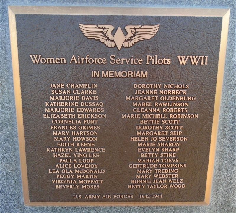 Women Airforce Service Pilots WWII Marker image. Click for full size.