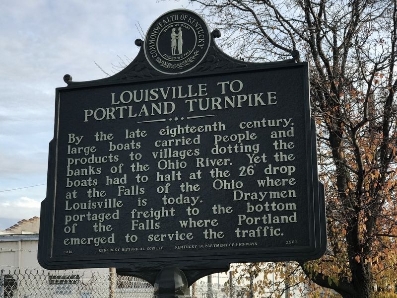 Louisville to Portland Turnpike Marker (Side A). Click for full size. Louisville to Portland Turnpike Marker (Side A) image. Click for full size.