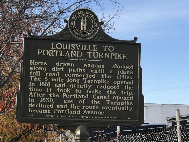 Louisville to Portland Turnpike Marker (Side B). Click for full size. Louisville to Portland Turnpike Marker (Side B) image. Click for full size.