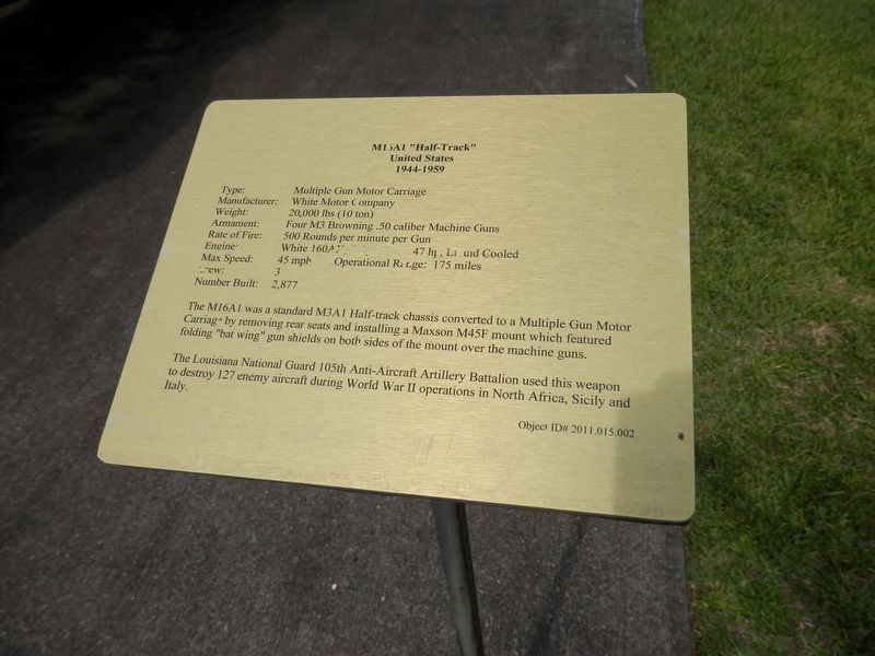 M161A "Half Track" Marker. Click for full size. M161A "Half Track" Marker image. Click for full size.