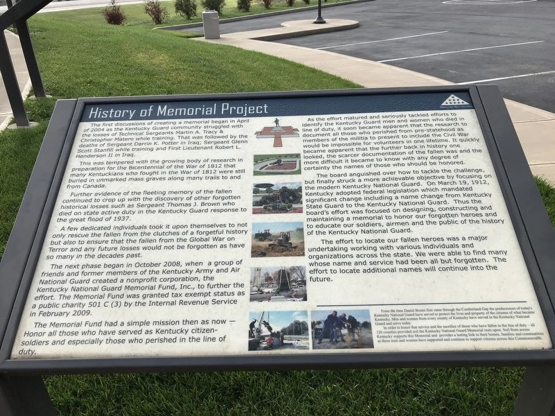 History of Memorial Project Marker. Click for full size. History of Memorial Project Marker image. Click for full size.