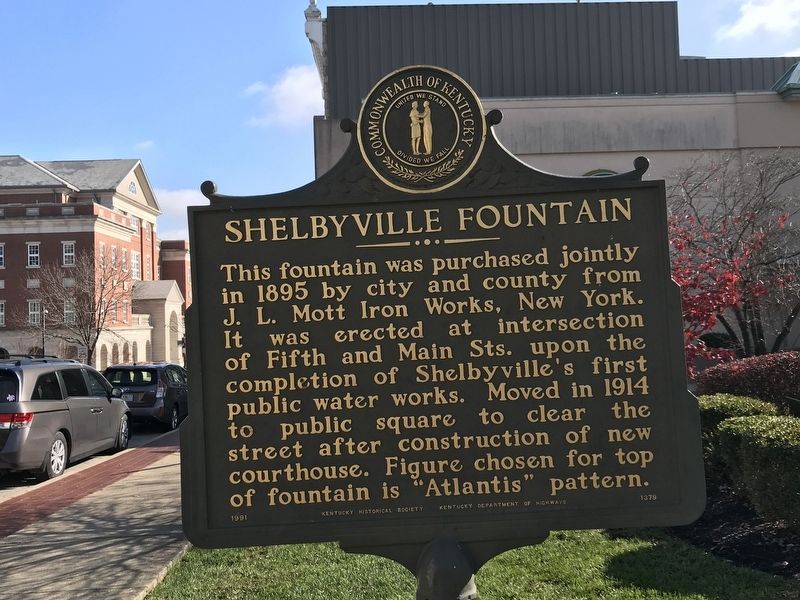 Shelbyville Fountain Marker. Click for full size. Shelbyville Fountain Marker image. Click for full size.
