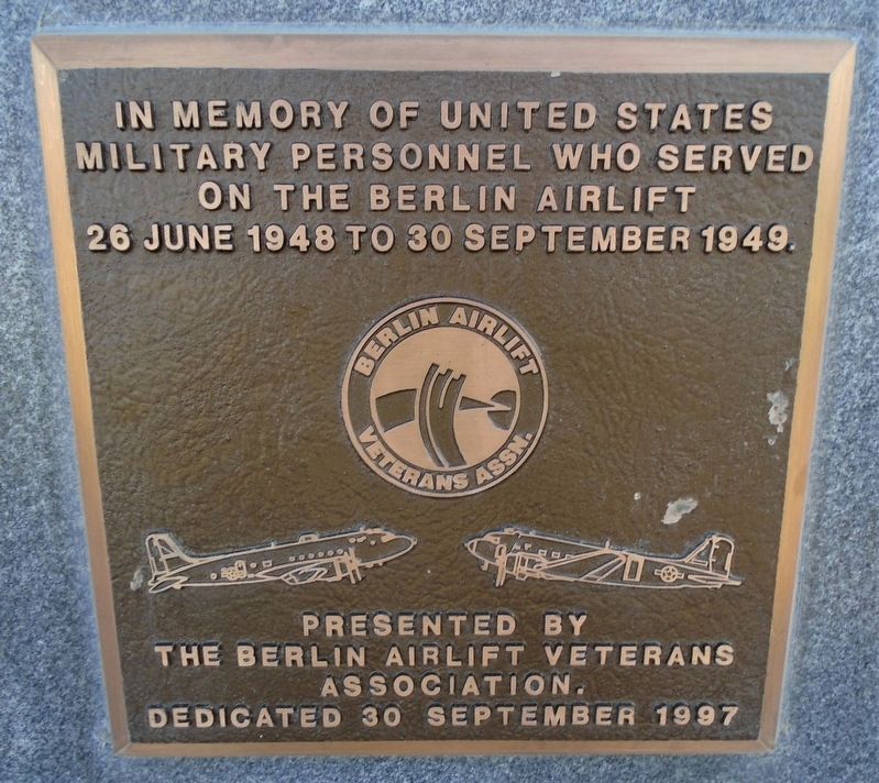 Berlin Airlift Veterans Marker. Click for full size. Berlin Airlift Veterans Marker image. Click for full size.