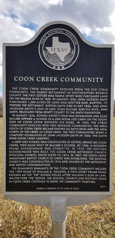 Coon Creek Community Marker image. Click for full size.