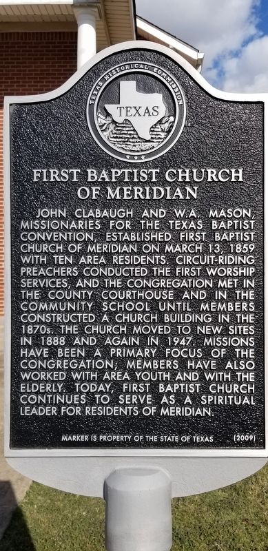 First Baptist Church of Meridian Marker. Click for full size. First Baptist Church of Meridian Marker image. Click for full size.