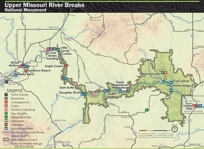 Map of the Upper Missouri Breaks National Monument image. Click for full size.