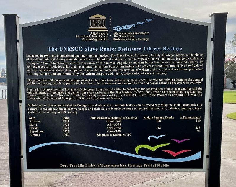 The UNESCO Slave Route: Resistance, Liberty, Heritage Marker image. Click for full size.