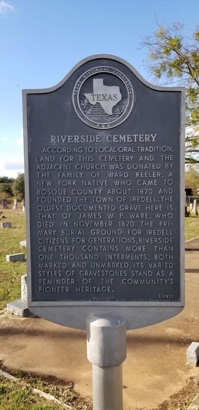 Riverside Cemetery Marker. Click for full size. Riverside Cemetery Marker image. Click for full size.