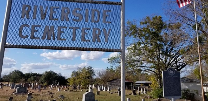 Riverside Cemetery Marker and sign at the entrance.. Click for full size. Riverside Cemetery Marker and sign at the entrance. image. Click for full size.