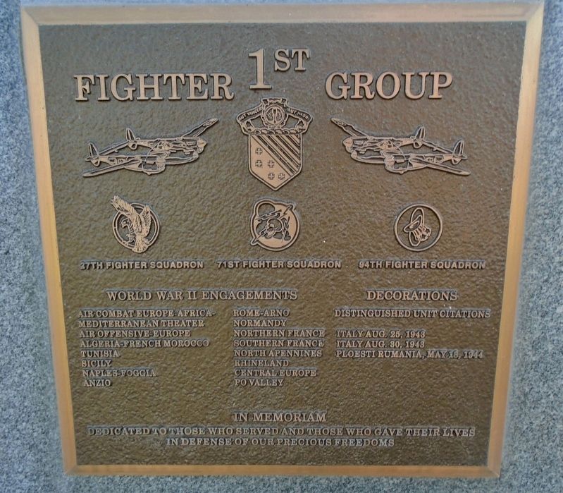 1<sup>st</sup> Fighter Group Marker. Click for full size. 1<sup>st</sup> Fighter Group Marker image. Click for full size.