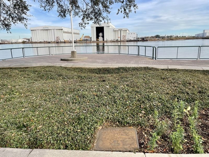 Alexis de Tocqueville Marker looking east across Mobile River. image. Click for full size.