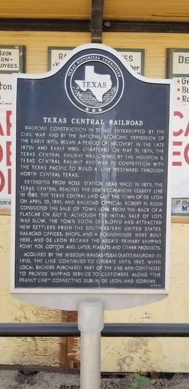 Texas Central Railroad Marker image. Click for full size.