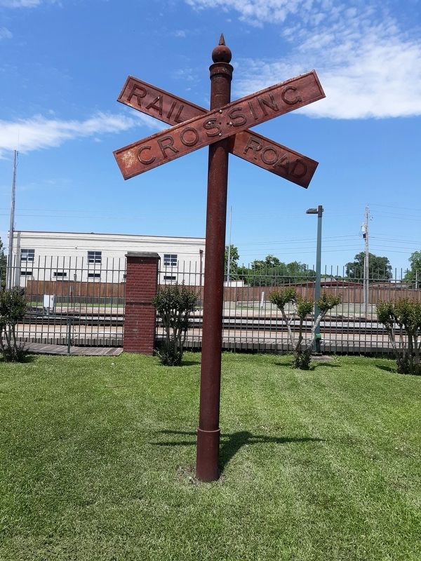 Railroad Crossing Sign Near Marker image. Click for full size.