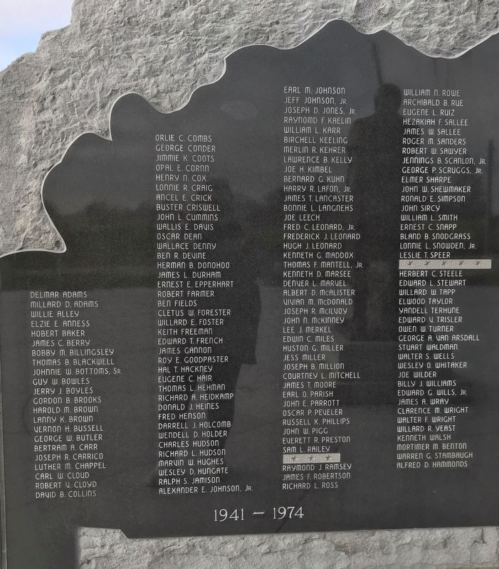 Kentucky National Guard Memorial Detail — 1941-1974 image. Click for full size.