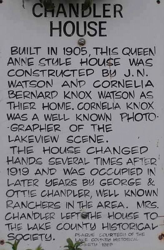 Original Chandler House marker from 1989 image. Click for full size.