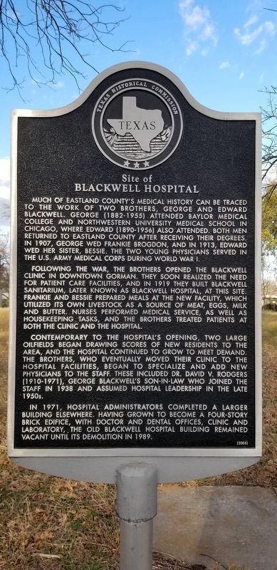 Site of Blackwell Hospital Marker image. Click for full size.