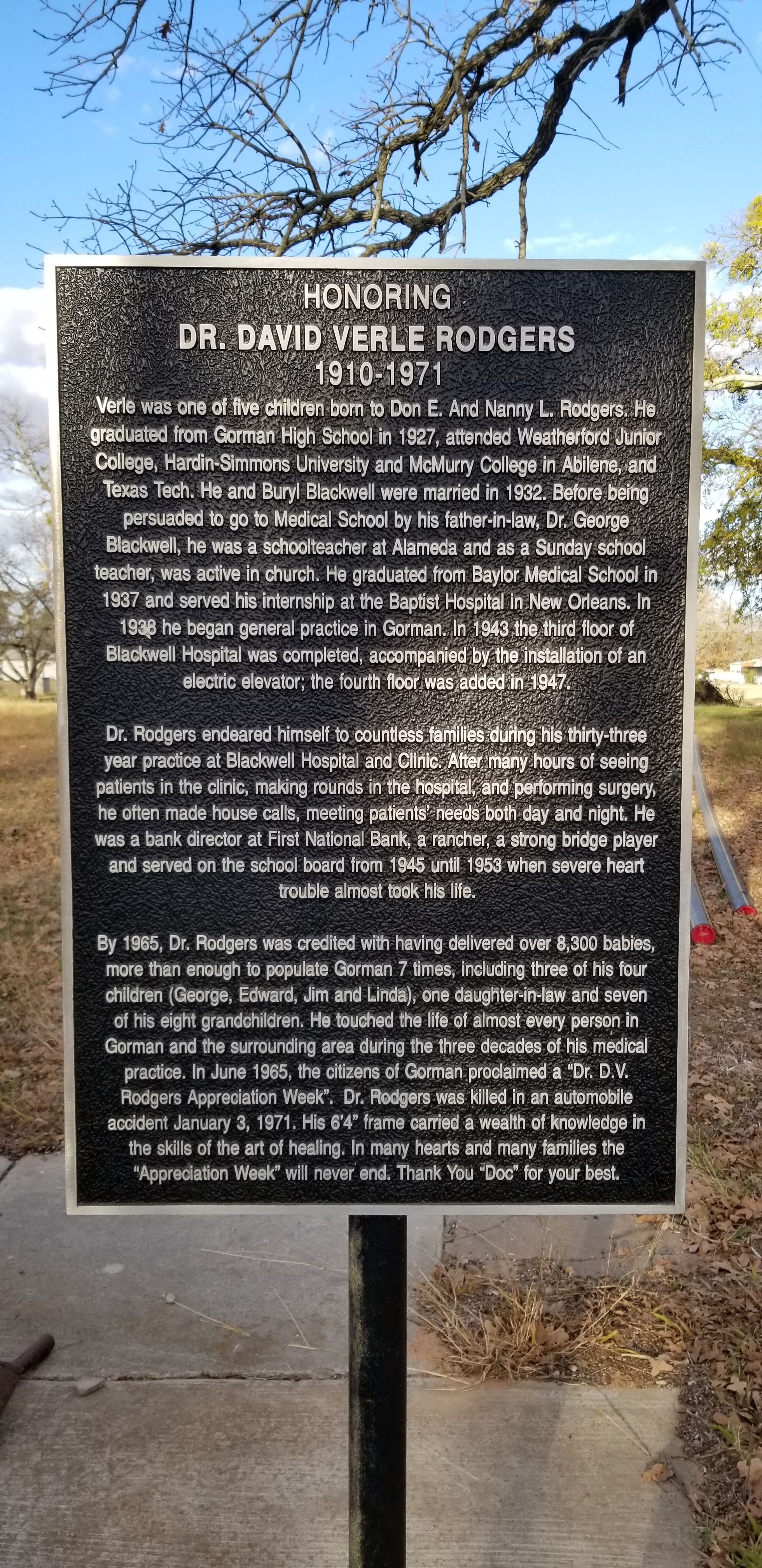 Second Marker for Dr. David Rodgers