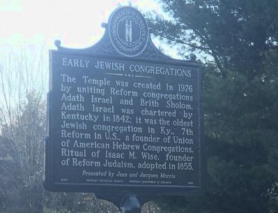 Early Jewish Congregations Marker (Side A) image. Click for full size.