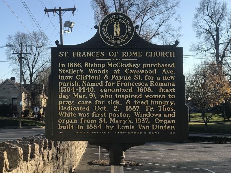 St. Frances of Rome Church Marker. Click for full size. St. Frances of Rome Church Marker image. Click for full size.