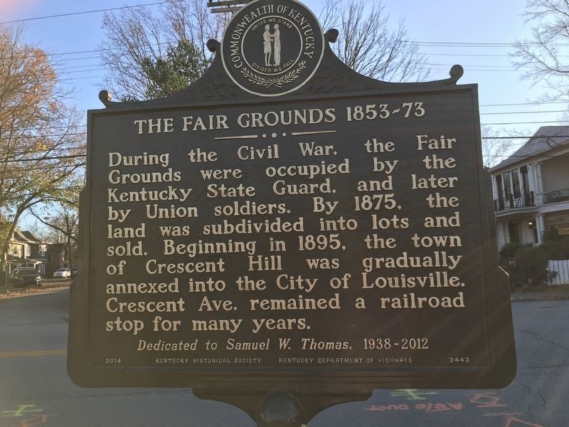 The Fair Grounds 1853-73 Marker (Side B). Click for full size. The Fair Grounds 1853-73 Marker (Side B) image. Click for full size.