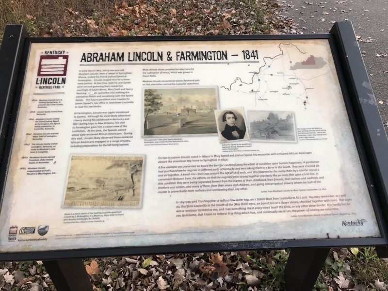 Abraham Lincoln & Farmington — 1841 Marker. Click for full size. Abraham Lincoln & Farmington — 1841 Marker image. Click for full size.