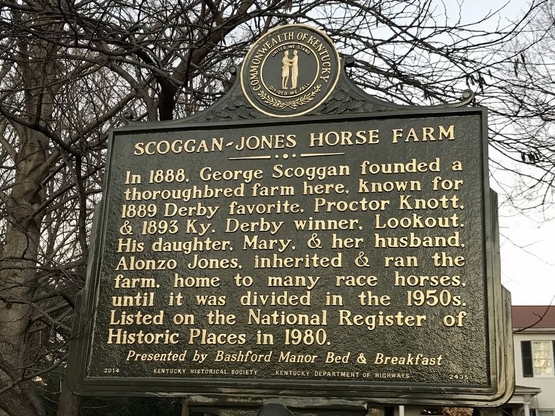 Scoggan-Jones Horse Farm Marker. Click for full size. Scoggan-Jones Horse Farm Marker image. Click for full size.