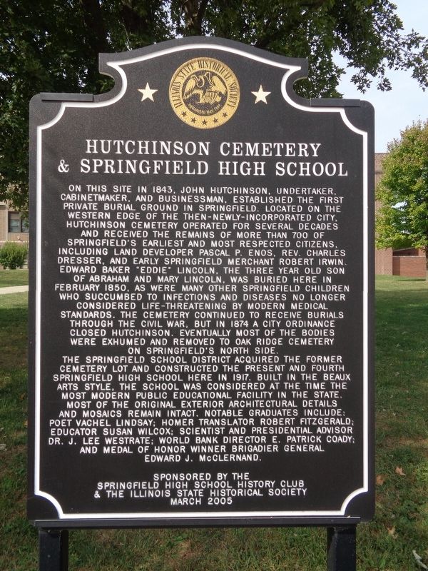 Hutchinson Cemetery & Springfield High School Marker image. Click for full size.