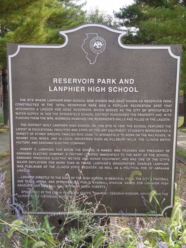 Reservoir Park and Lanphier High School Marker image. Click for full size.