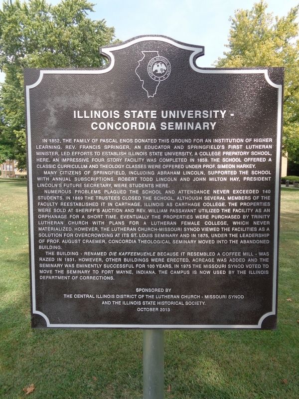 Illinois State University - Concordia Seminary Marker image. Click for full size.