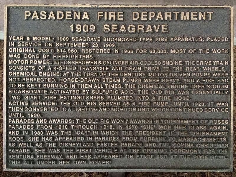 1909 Seagrave Marker image. Click for full size.