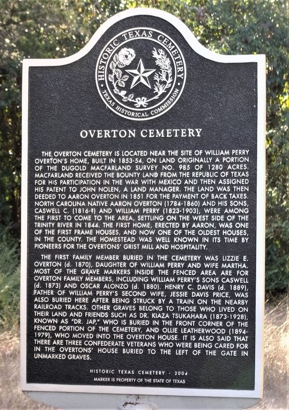 Overton Cemetery Marker. Click for full size. Overton Cemetery Marker image. Click for full size.