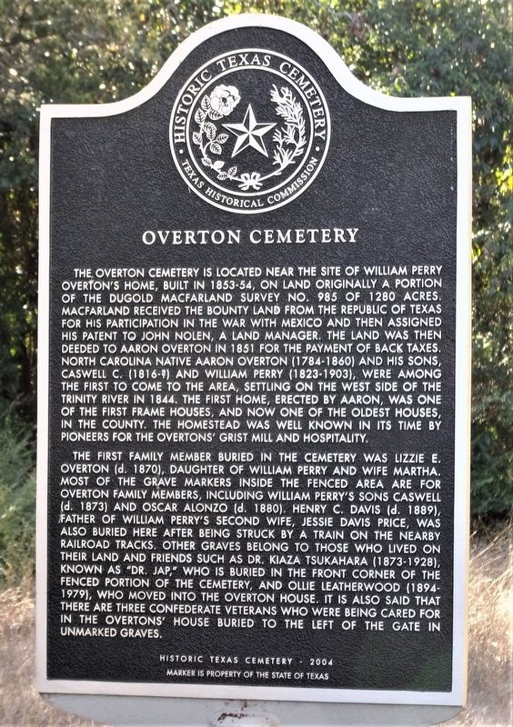 Overton Cemetery Marker image. Click for full size.