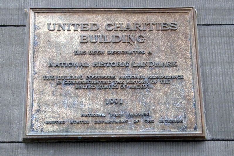 United Charities Building plaque. Click for full size. United Charities Building plaque image. Click for full size.