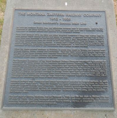 The Montana Eastern Railway Company Marker image. Click for full size.